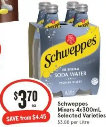 IGA Schweppes Mixers 4x300mL offer