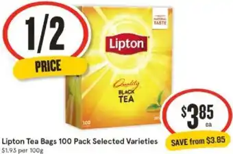 IGA Lipton Tea Bags 100 Pack offer