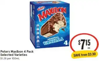 IGA Peters Maxibon 4 Pack offer