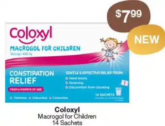 Pharmacy Best Buys Coloxyl Macrogol for Children 14 Sachets offer