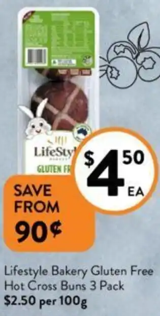Foodworks Lifestyle Bakery Gluten Free Hot Cross Buns 3 Pack offer