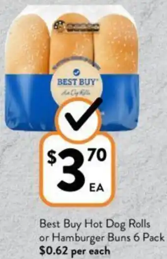 Foodworks Best Buy Hot Dog Rolls or Hamburger Buns 6 Pack offer