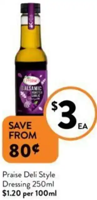 Praise Deli Style Dressing 250ml