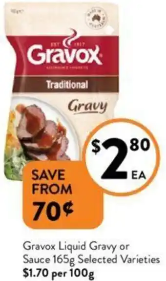 Foodworks Gravox Liquid Gravy or Sauce 165g offer