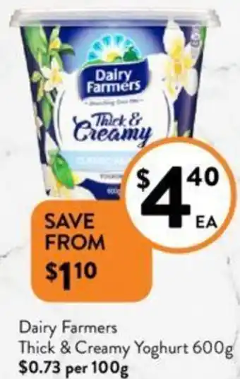 Foodworks Dairy Farmers Thick & Creamy Yoghurt 600g offer