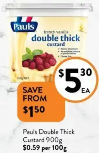 Foodworks Pauls Double Thick Custard 900g offer