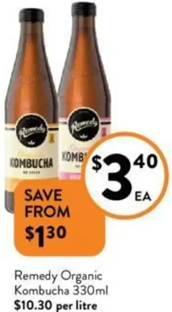 Foodworks Remedy Organic Kombucha 330ml offer