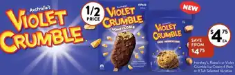 Foodworks Hershey's, Reese's or Violet Crumble Ice Cream 4 Pack or 1L Tub offer