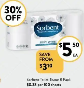 Foodworks Sorbent Toilet Tissue 8 Pack offer