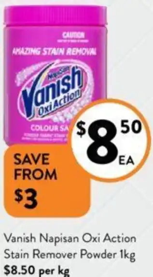 Foodworks Vanish Napisan Oxi Action Stain Remover Powder 1kg offer