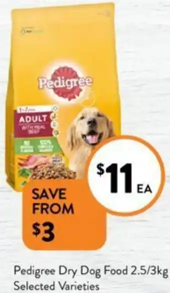Foodworks Pedigree Dry Dog Food 2.5/3kg offer