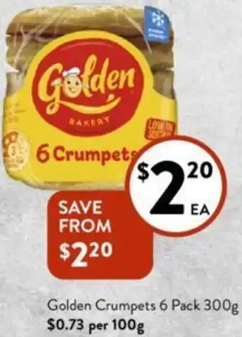 Foodworks Golden Crumpets 6 Pack 300g offer