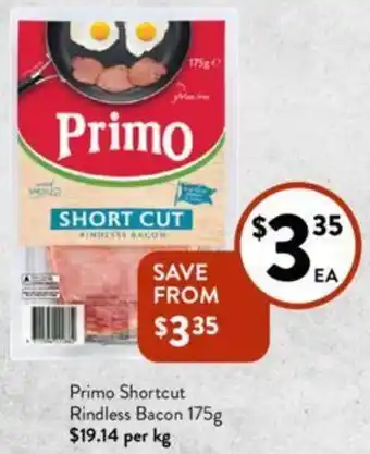 Primo Shortcut Rindless Bacon 175g