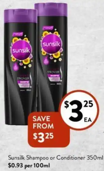 Foodworks Sunsilk Shampoo or Conditioner 350ml offer