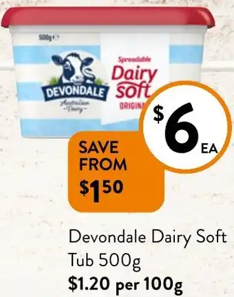 Foodworks Devondale Dairy Soft Tub 500g offer
