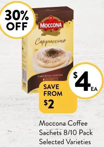 Foodworks Moccona Coffee Sachets 8/10 Pack offer