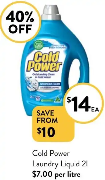 Foodworks Cold Power Laundry Liquid 2L offer