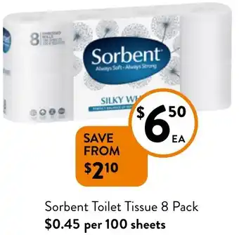 Foodworks Sorbent Toilet Tissue 8 Pack offer