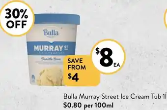 Foodworks Bulla Murray Street Ice Cream Tub 1L offer
