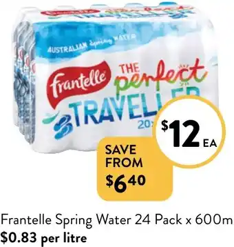 Foodworks Frantelle Spring Water 24 Pack x 600ml offer