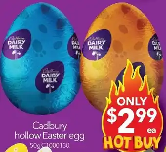 Cheap as Chips Cadbury hollow Easter egg 50g offer