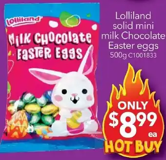 Lolliland solid mini milk Chocolate Easter Eggs 500g