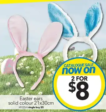 Cheap as Chips Easter ears solid colour 21x30cm offer