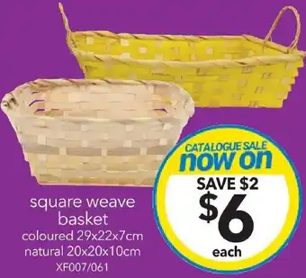 Cheap as Chips square weave basket coloured 29x22x7cm natural 20x20x10cm offer