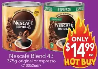 Cheap as Chips Nescafé Blend 43 375g original or espresso offer
