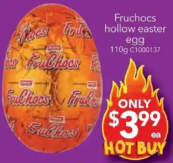 Cheap as Chips Fruchocs hollow easter egg 110g offer