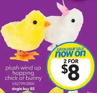 Cheap as Chips plush wind up hopping chick or bunny offer