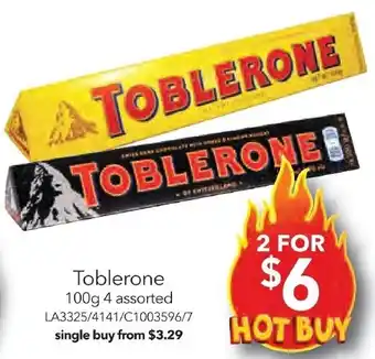 Cheap as Chips Toblerone 100g 4 assorted offer