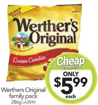 Cheap as Chips Werthers Original family pack 286g offer