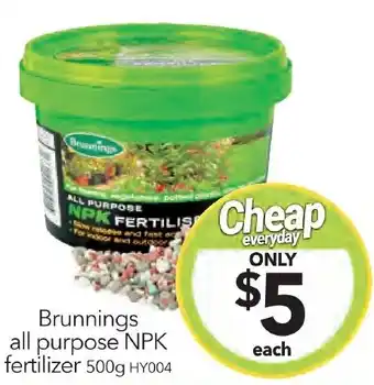 Cheap as Chips Brunnings all purpose NPK fertilizer 500g offer
