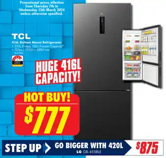 The Good Guys TCL 416L Bottom Mount Refrigerator offer