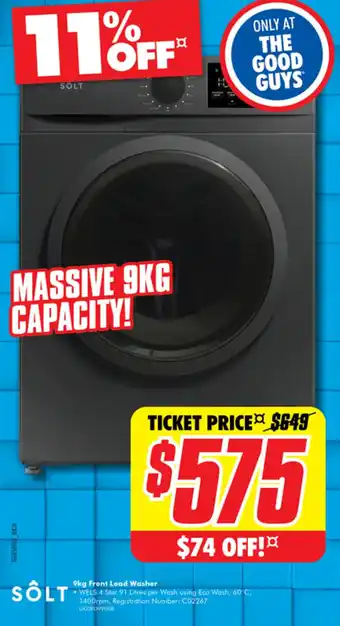 The Good Guys SOLT 9kg Front Load Washer offer