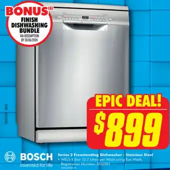 The Good Guys BOSCH Series 2 Freestanding Dishwasher - Stainless Steel offer