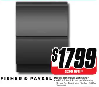 The Good Guys FISHER & PAYKEL Double Dishdrawer Dishwasher offer