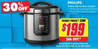 The Good Guys PHILIPS 8 Litre All-In-One Cooker offer