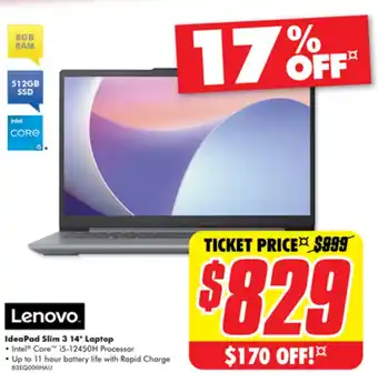 The Good Guys IdeaPad Slim 3 14" Laptop offer