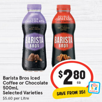 IGA Barista Bros Iced Coffee or Chocolate 500ml offer