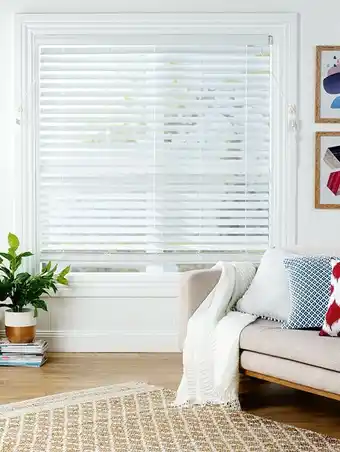 Spotlight 50% off 63mm White Faux Wood Venetian Blinds offer