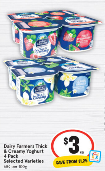 IGA Dairy Farmers Thick & Creamy Yoghurt 4 pack offer