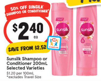Sunsilk Shampoo or Conditioner 200ml