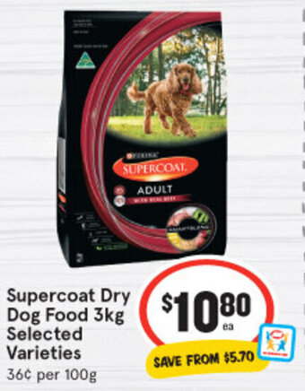 IGA Supercoat Dry Dog Food 3kg offer