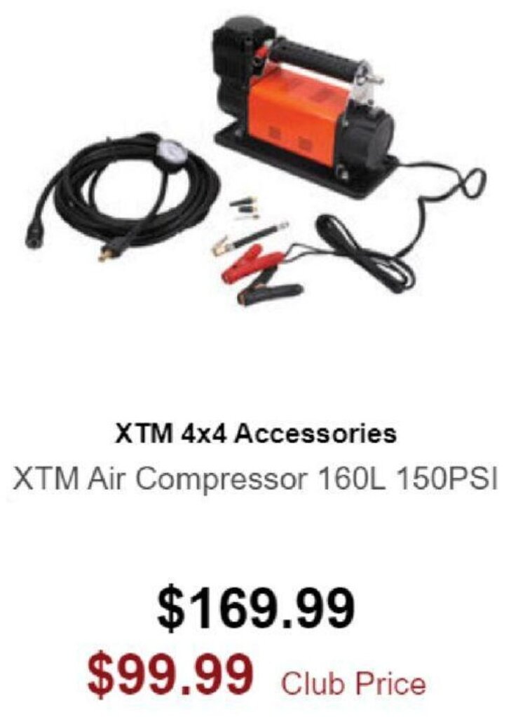 XTM 4x4 Accessories XTM Air Compressor 160L 150PSI offer at SuperCheap Auto