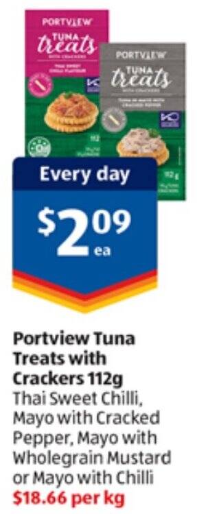 Portview Tuna Treats With Crackers 112g Offer At Aldi