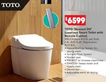 Harvey Norman TOTO 'Neorest DH' Luxurious Smart Toilet with Remote Control offer