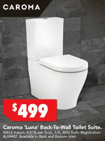 Harvey Norman Caroma 'Luna' Back-To-Wall Toilet Suite offer