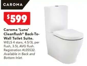 Harvey Norman Caroma 'Luna' Cleanflush Back-To-Wall Toilet Suite offer